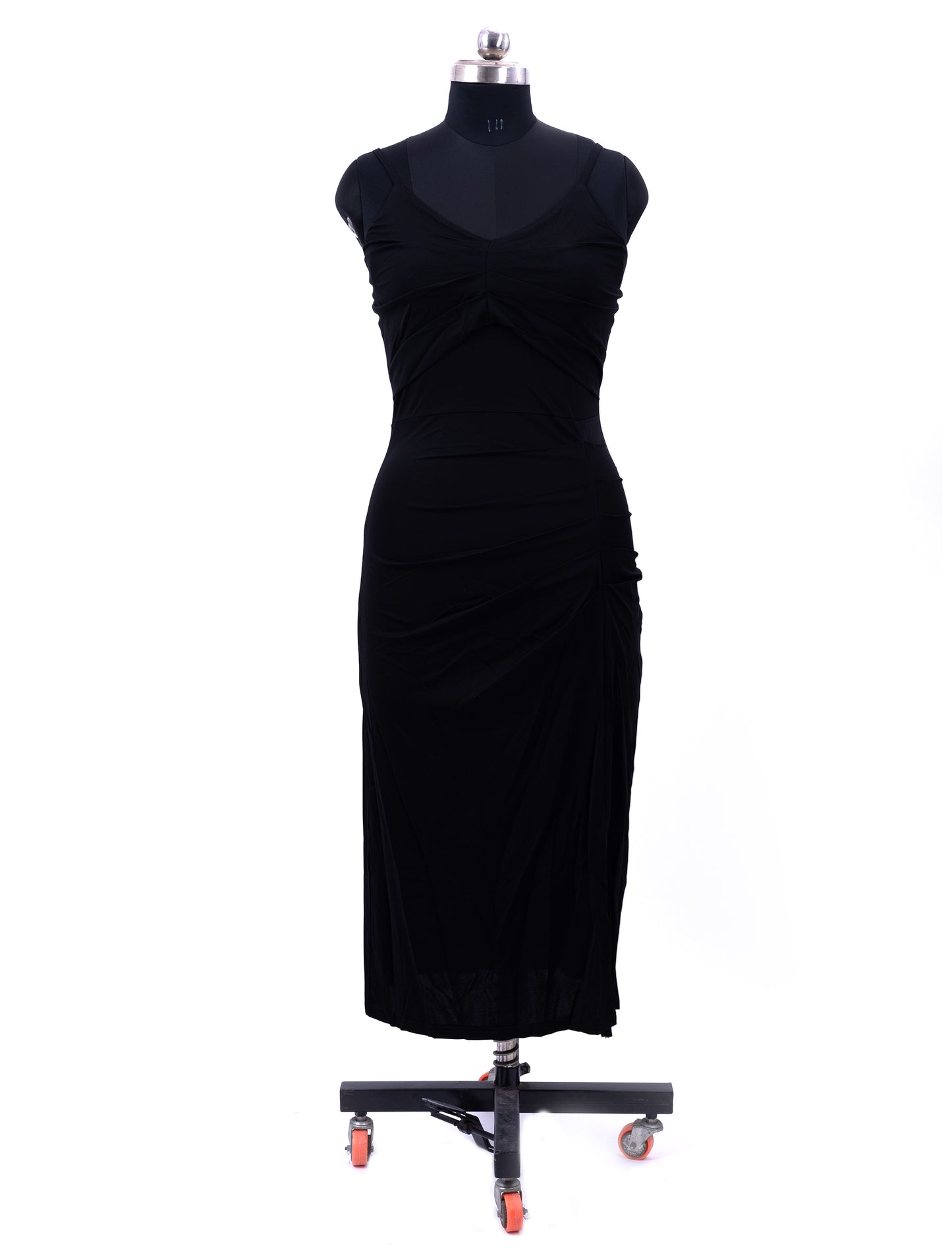 Black Sleeveless Slit Midi Dress For Womens
