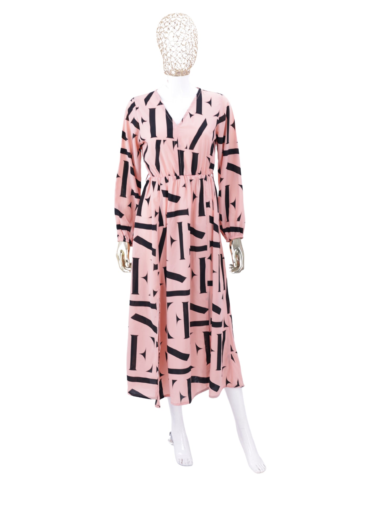 Pink Printed Fancy Dress For Womens
