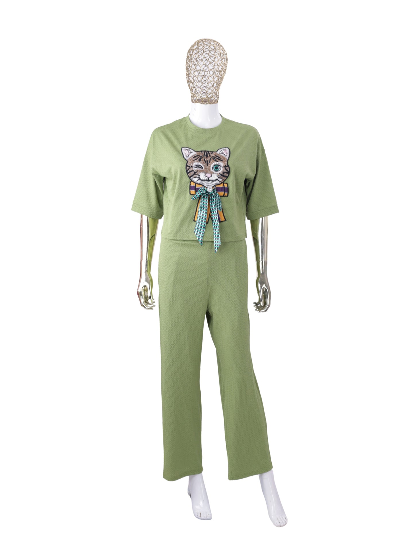 Green Cat Patch Co ord Set Women