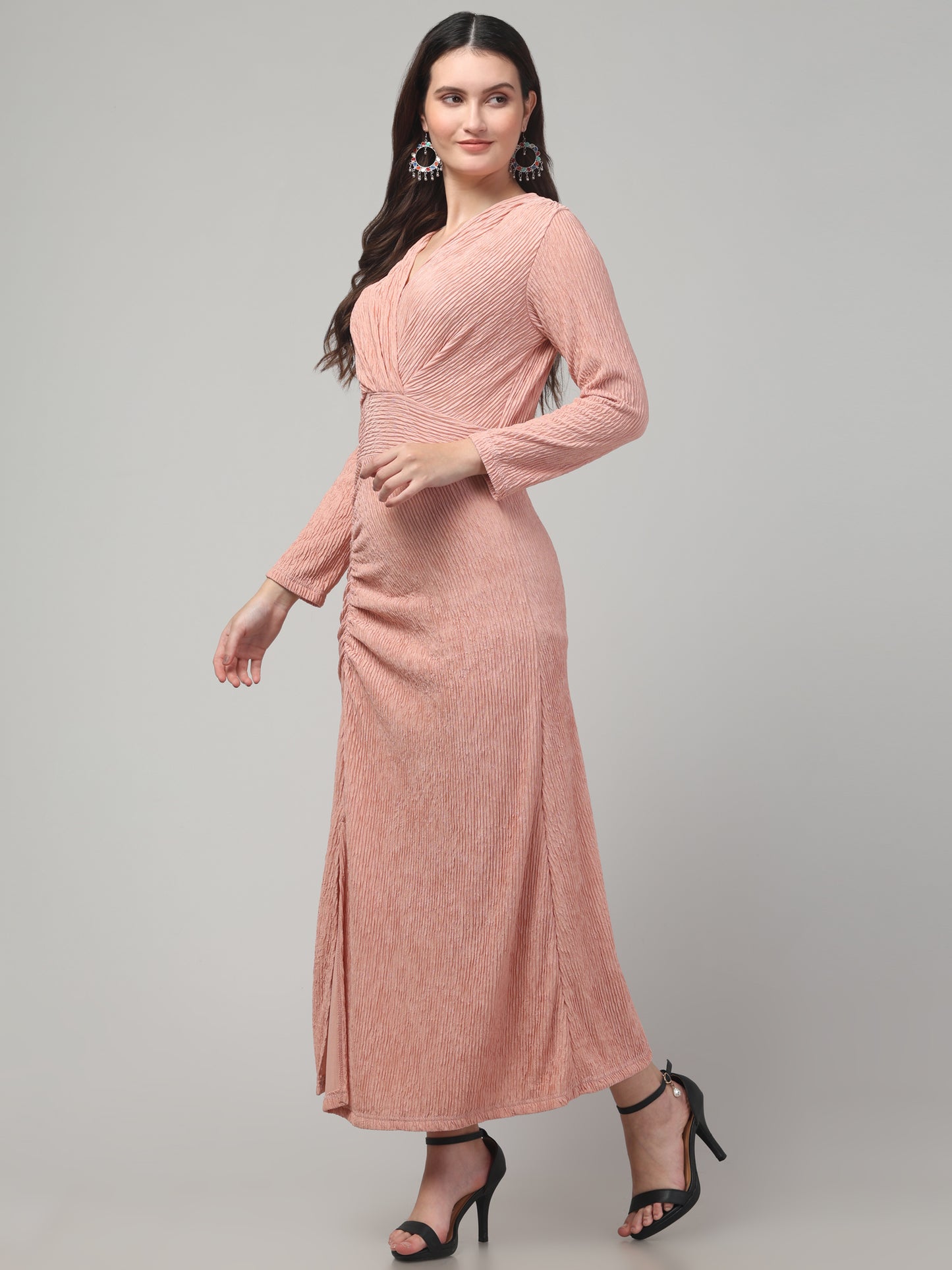 Beige Long Western Dress For Womens