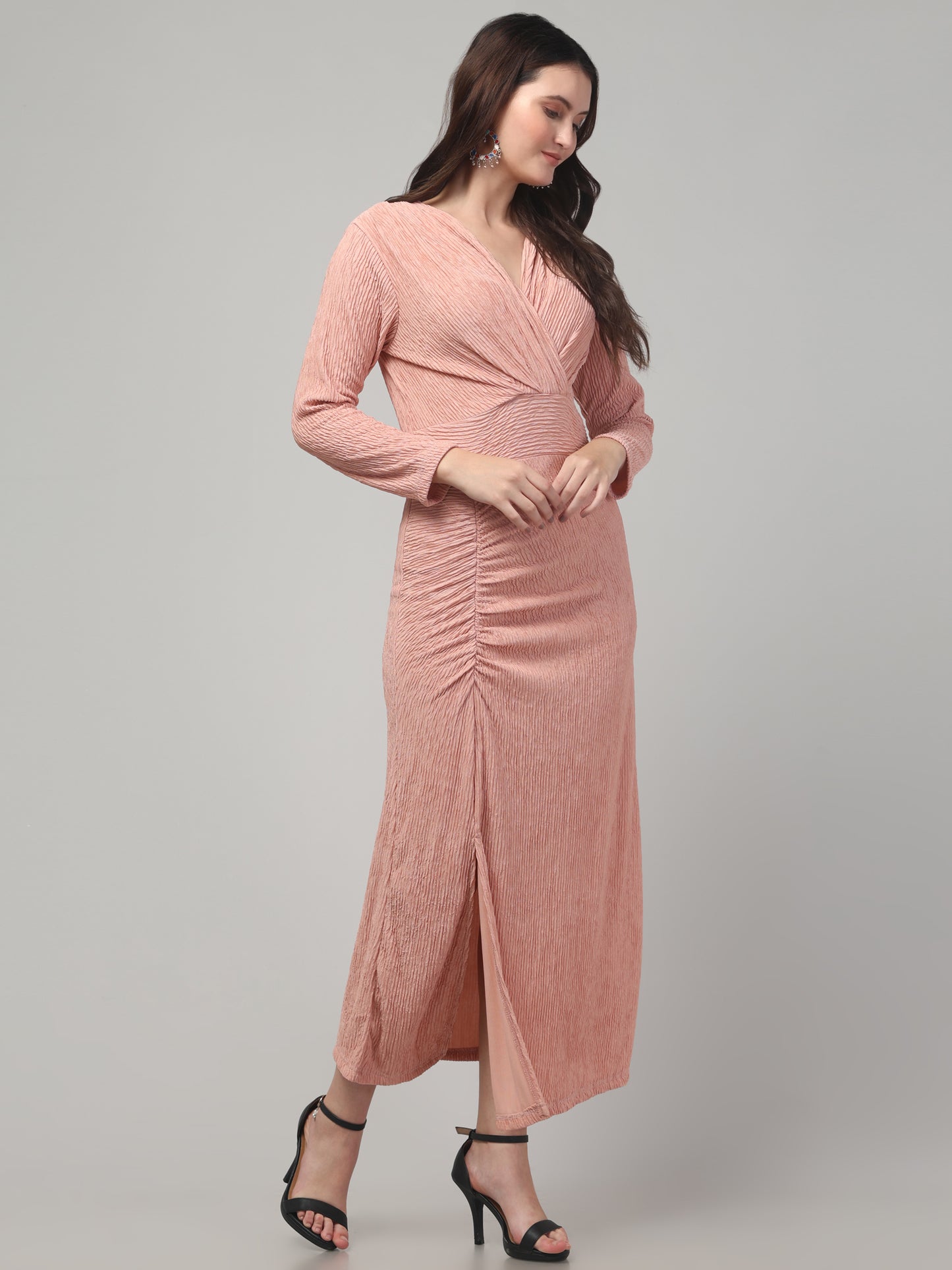 Beige Long Western Dress For Womens