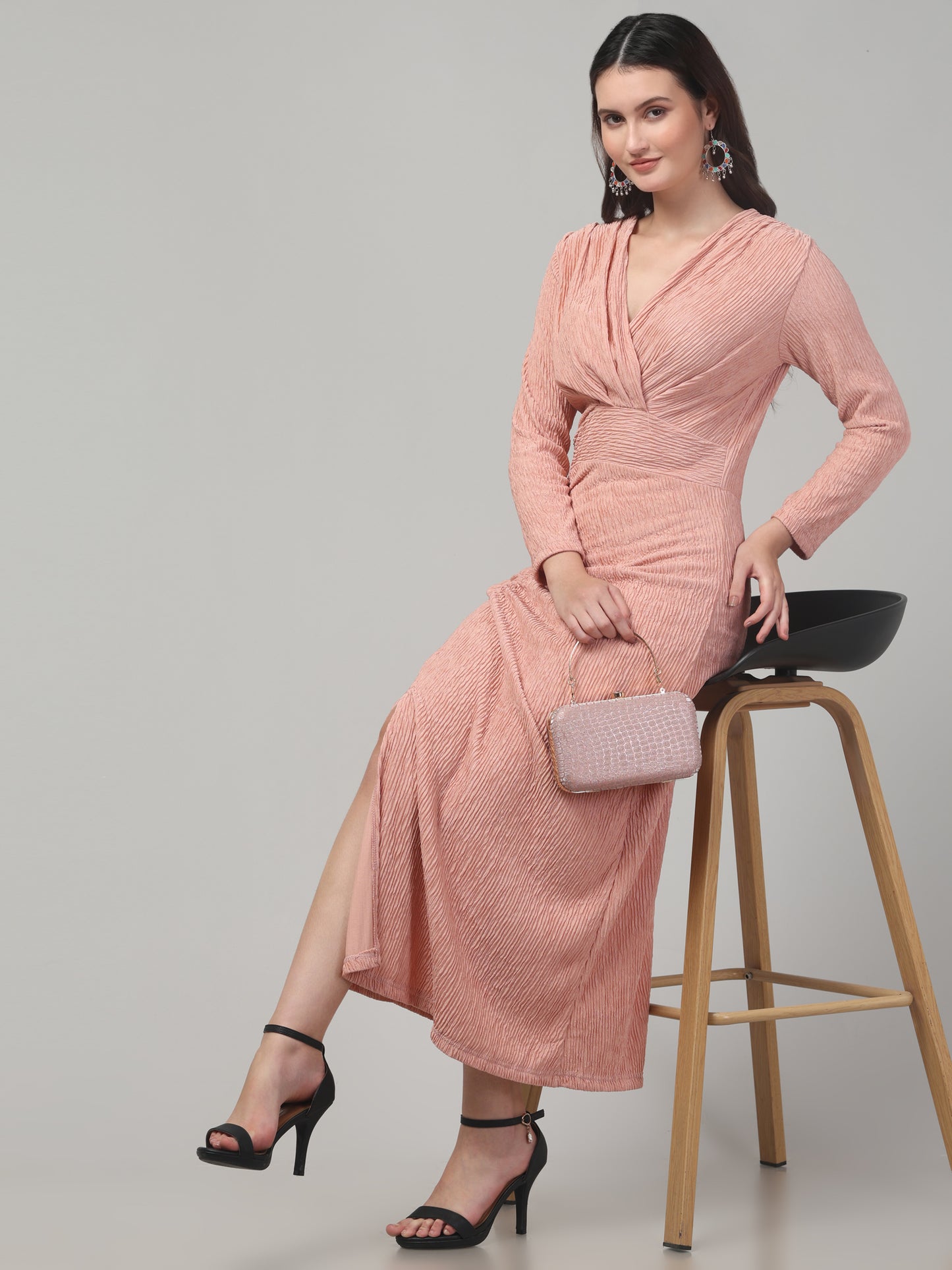 Beige Long Western Dress For Womens