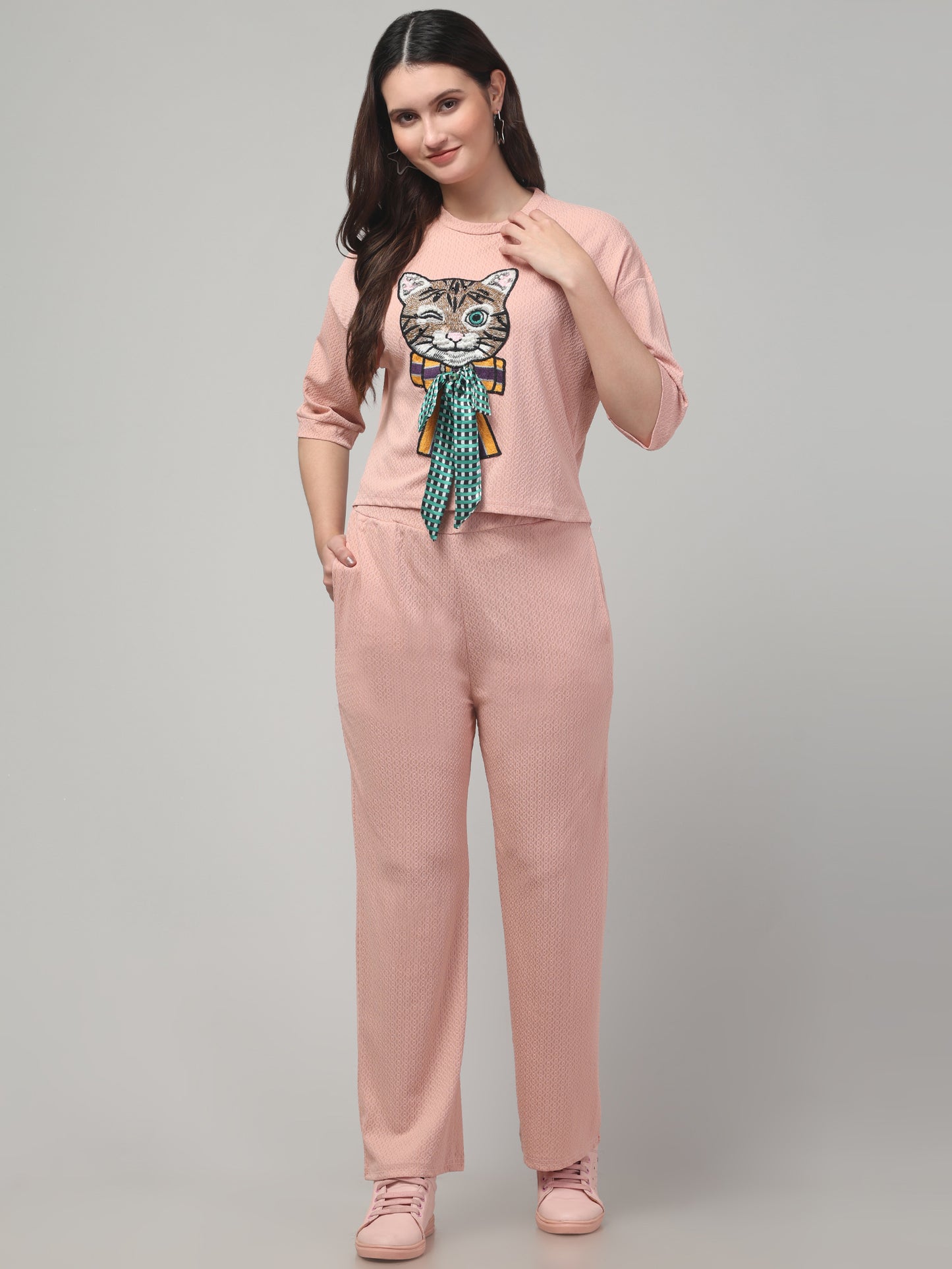 Rose Gold Cat Patch Co ord Set Women