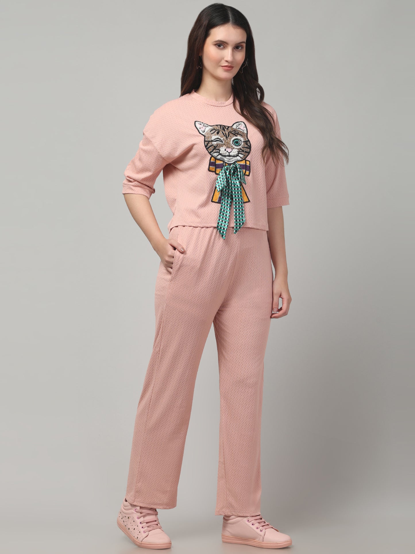 Rose Gold Cat Patch Co ord Set Women
