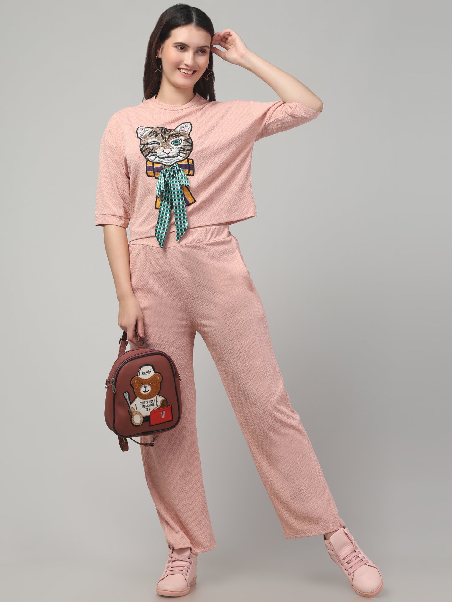 Rose Gold Cat Patch Co ord Set Women