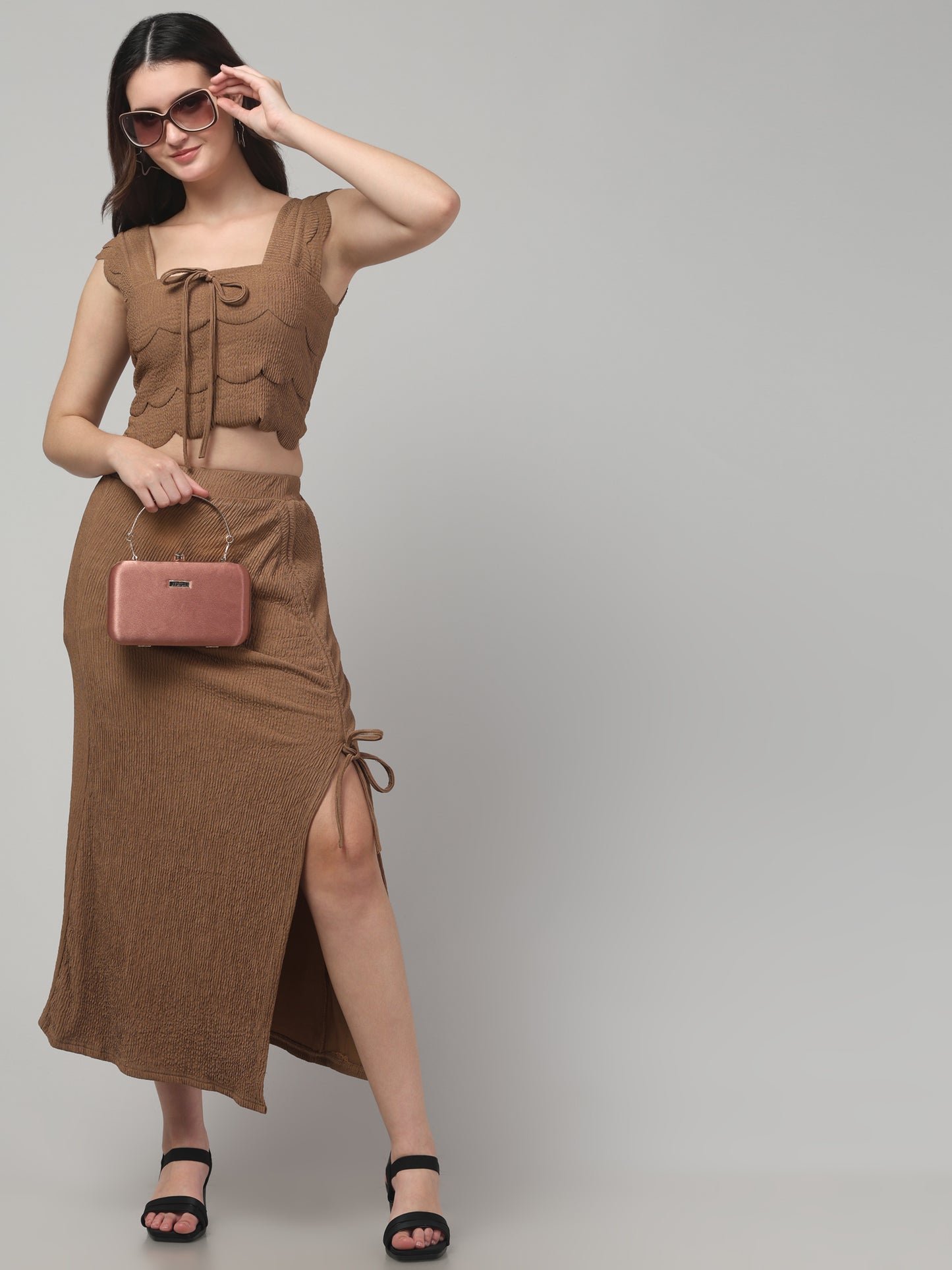 Brown Party Wear Co ord Set For Womens