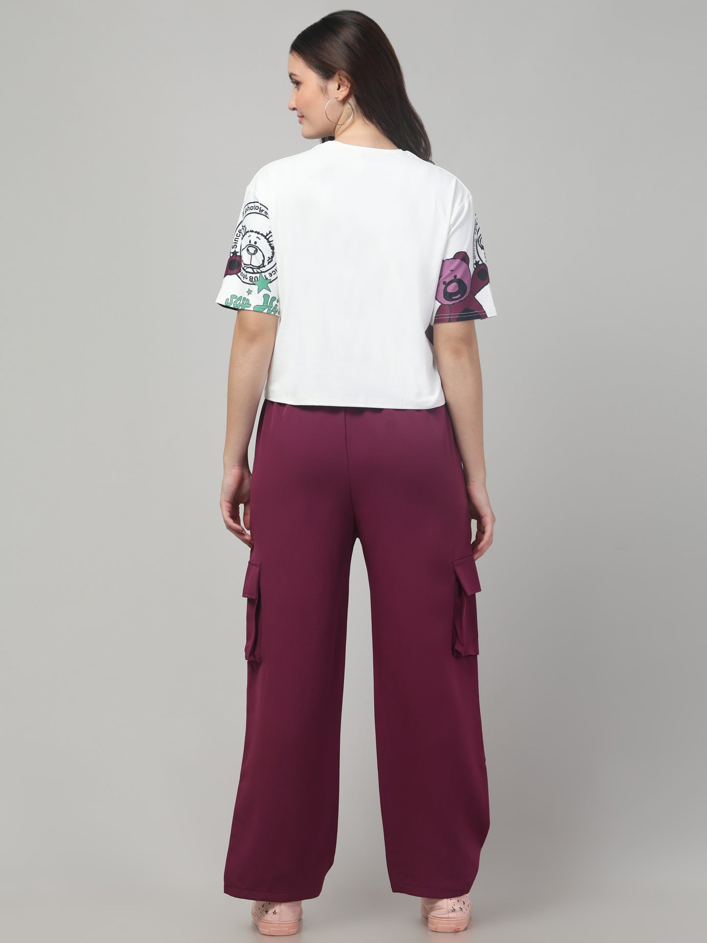 Maroon Printed Co ord Set for Womens