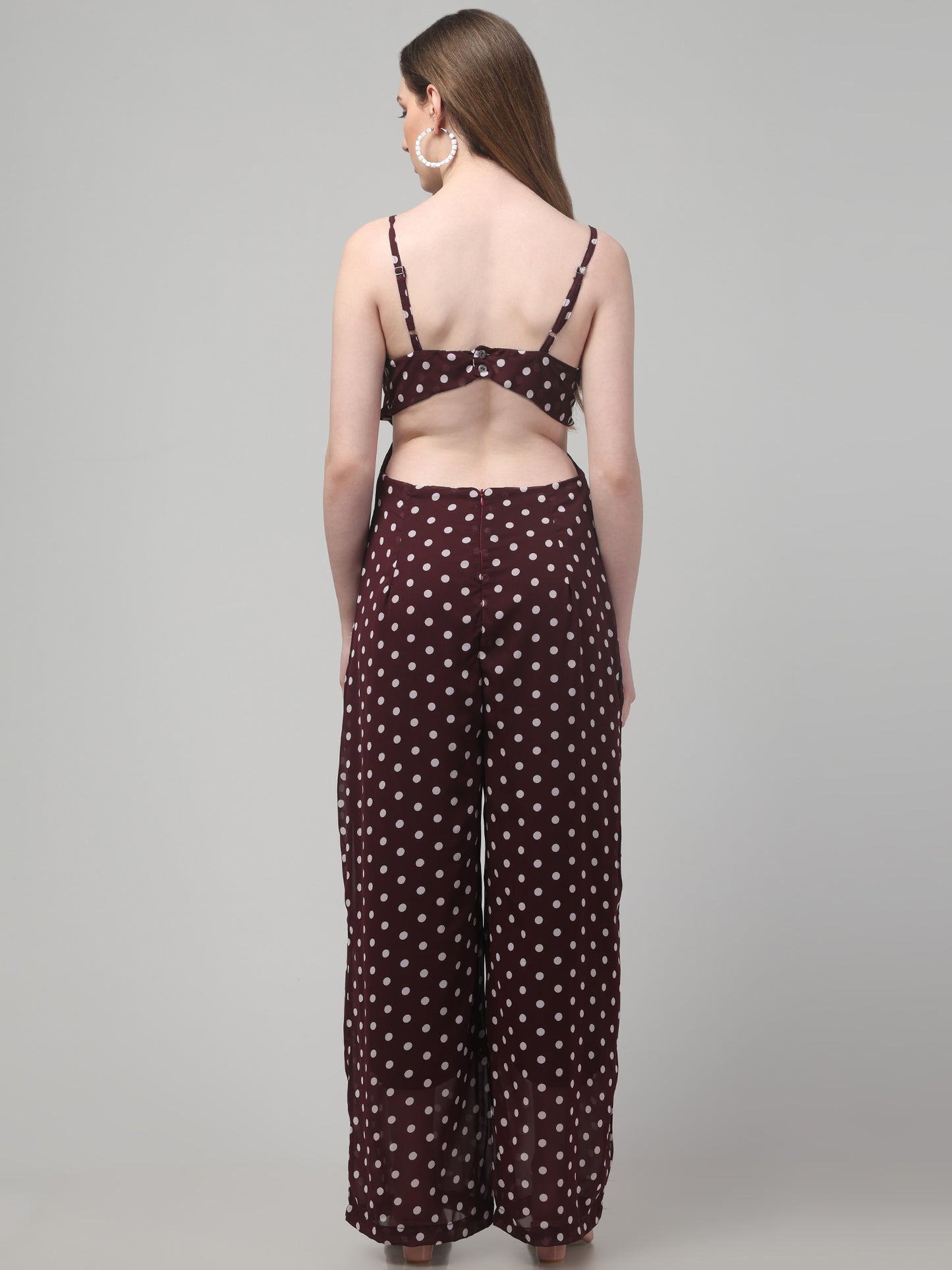 Maroon Sleeveless Jumpsuit For Womens