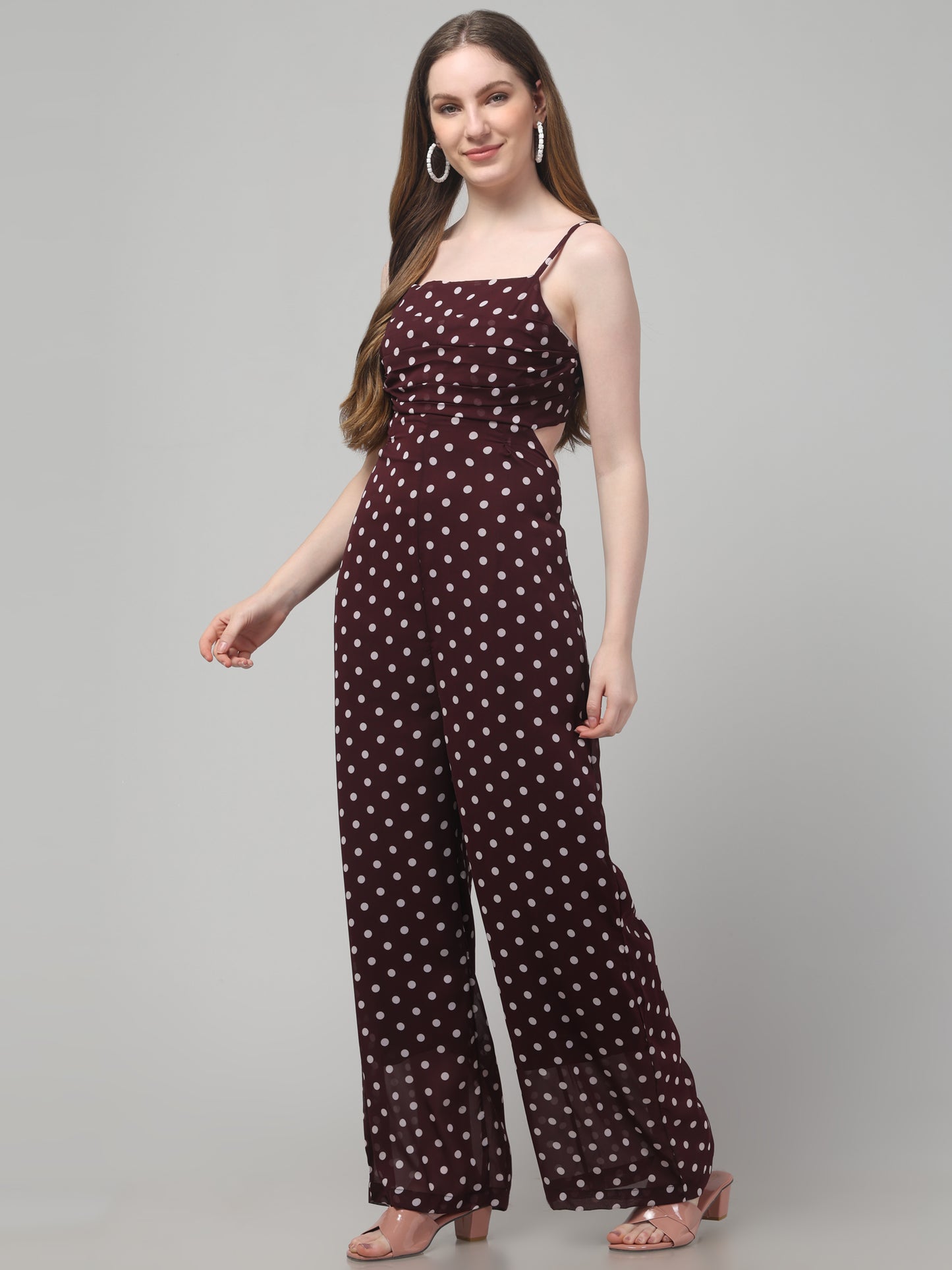 Maroon Sleeveless Jumpsuit For Womens