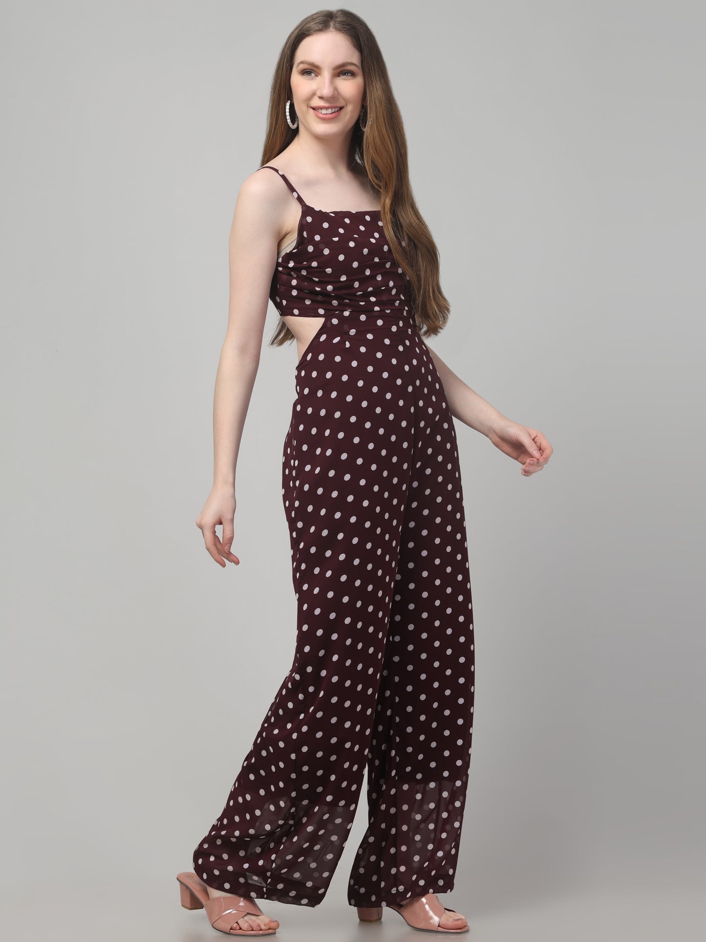 Maroon Sleeveless Jumpsuit For Womens
