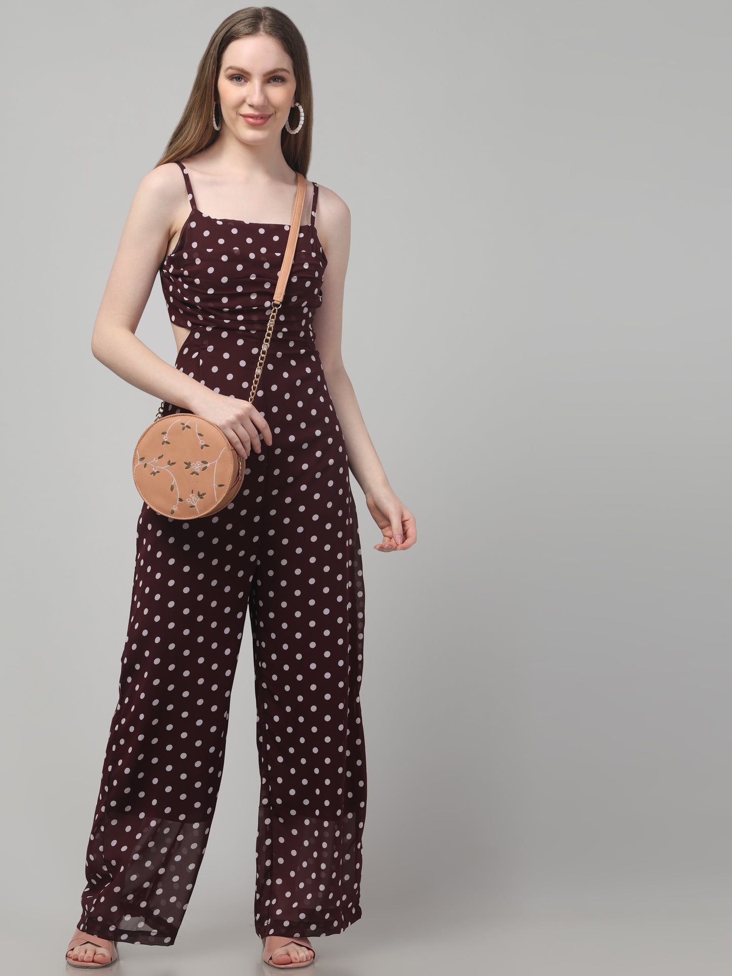 Maroon Sleeveless Jumpsuit For Womens