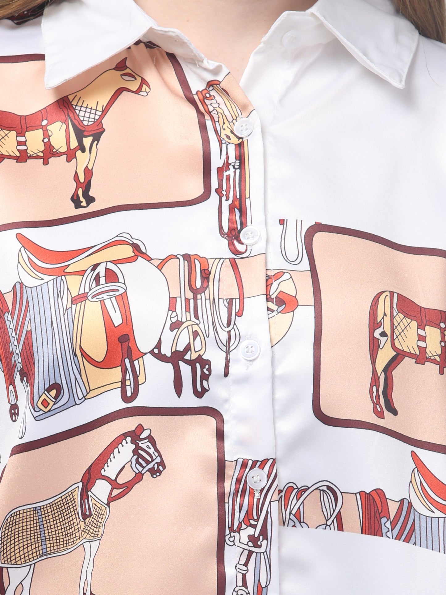 White Printed Shirt For Womens
