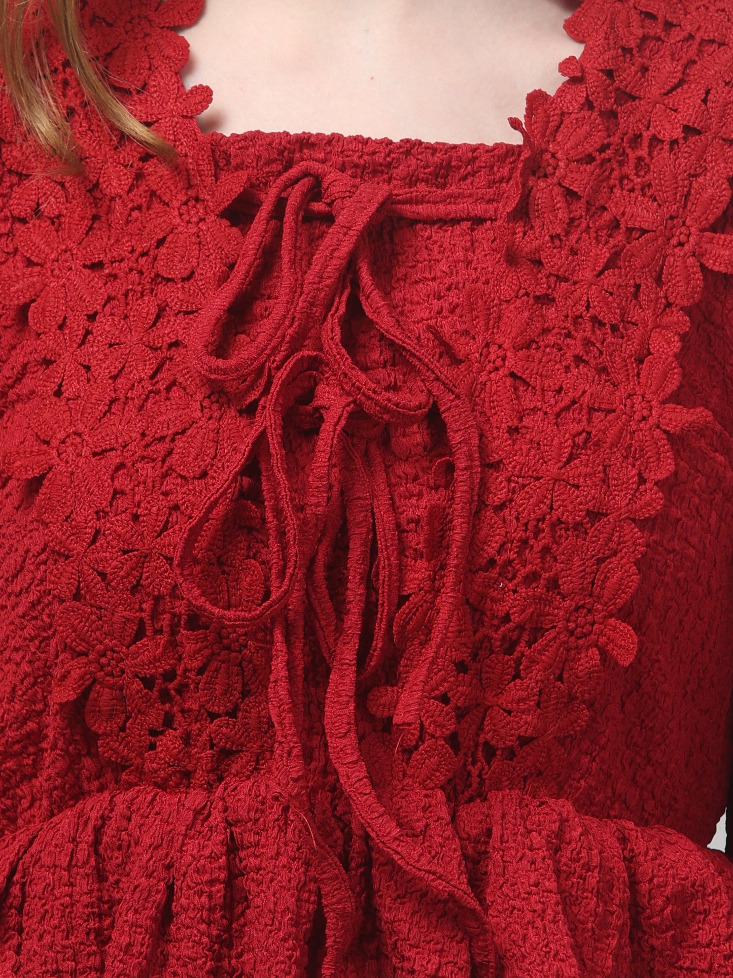 Red Party Wear Full Sleeve Top