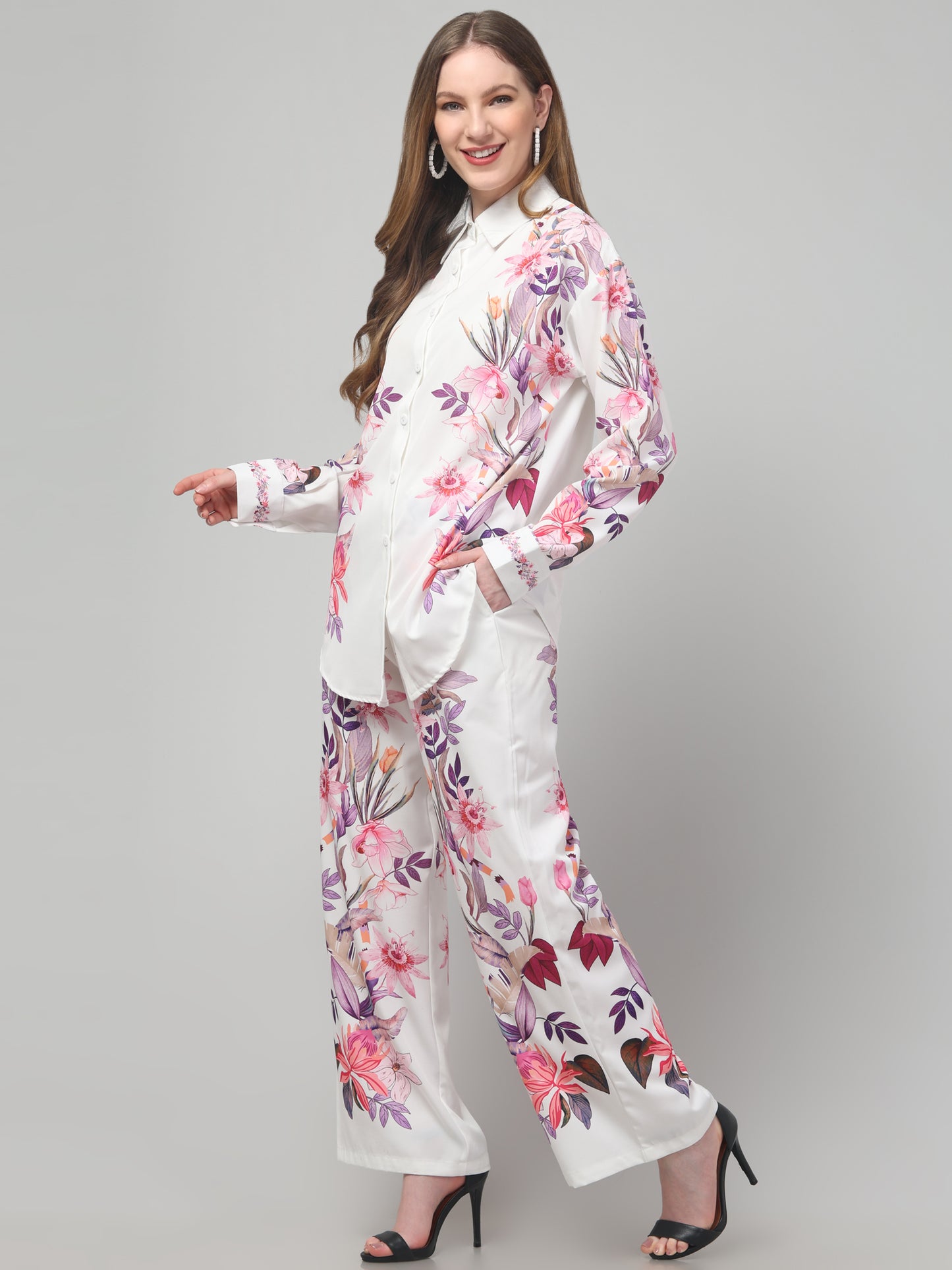 Blossom White Printed Co ord Set