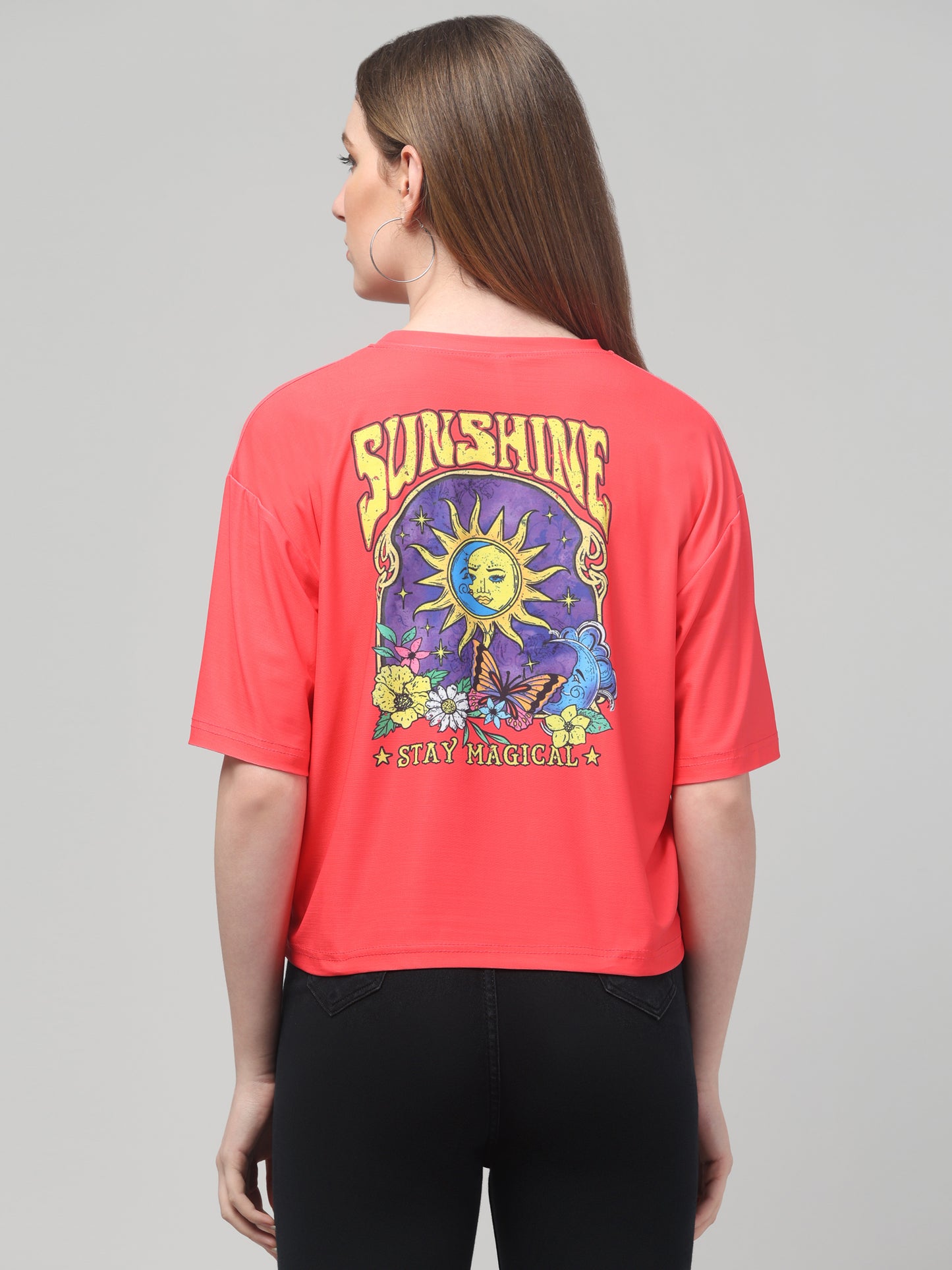 Sunshine Red Printed Crop Top