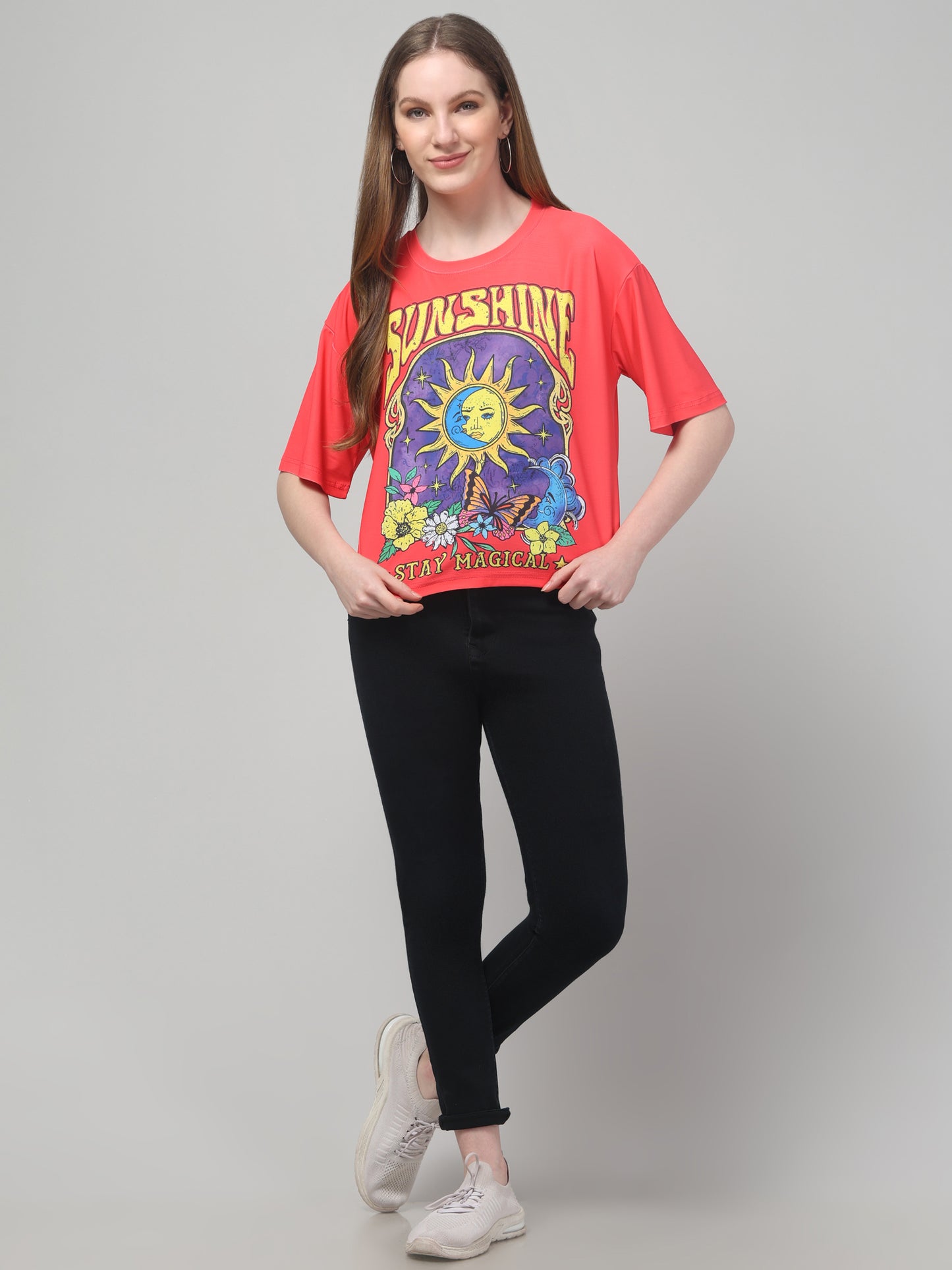 Sunshine Red Printed Crop Top