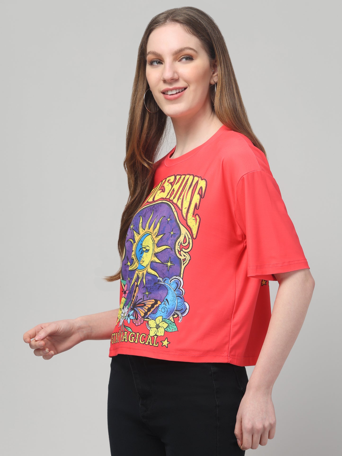 Sunshine Red Printed Crop Top