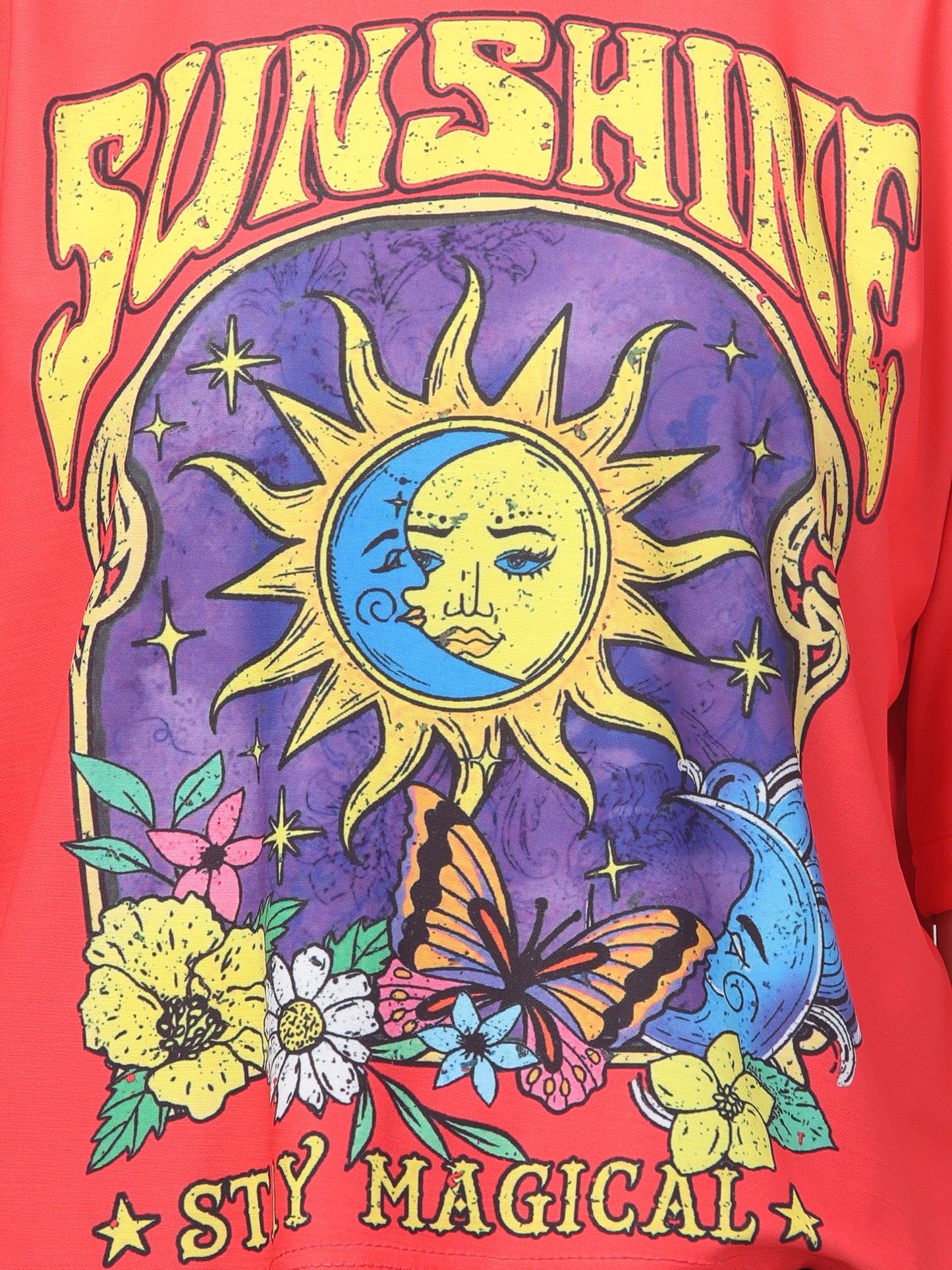 Sunshine Red Printed Crop Top