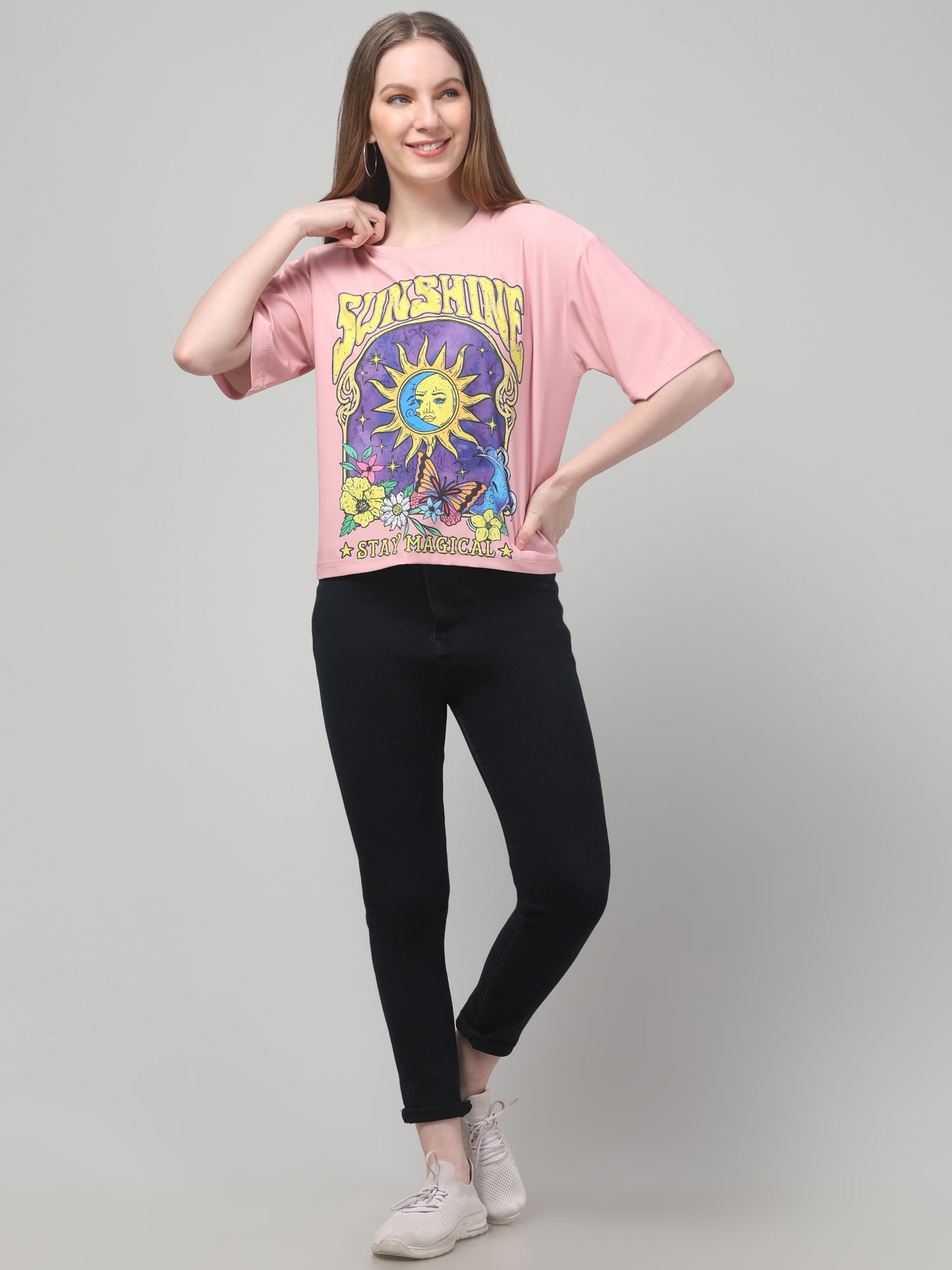 Sunshine Pink Printed Crop Top