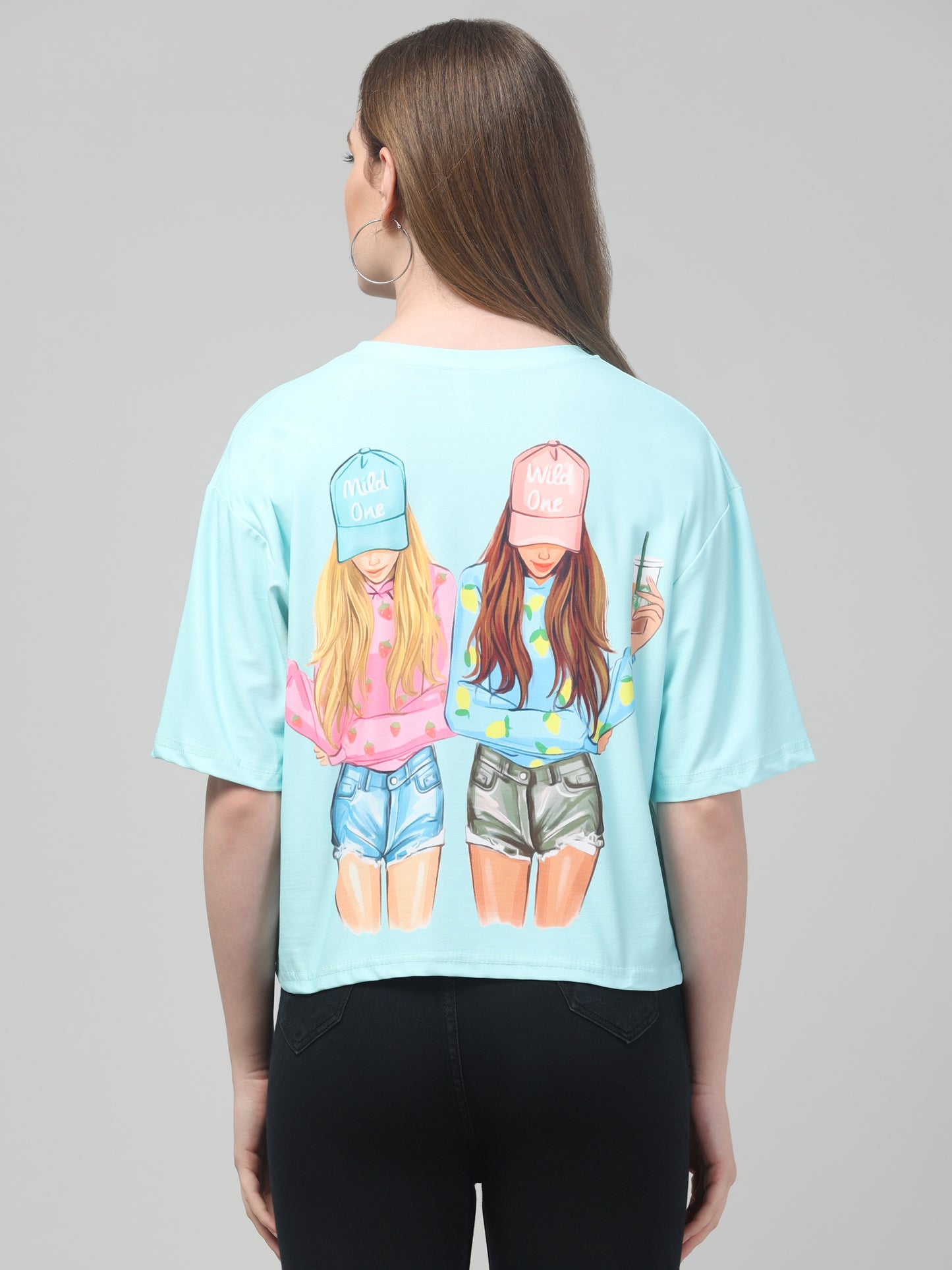 Style Print Aqua Crop Top