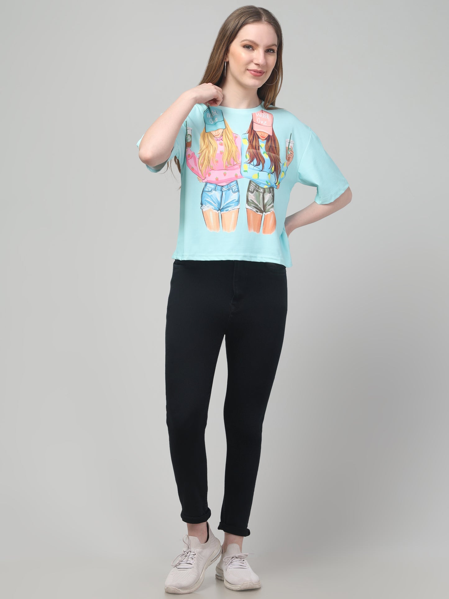 Style Print Aqua Crop Top