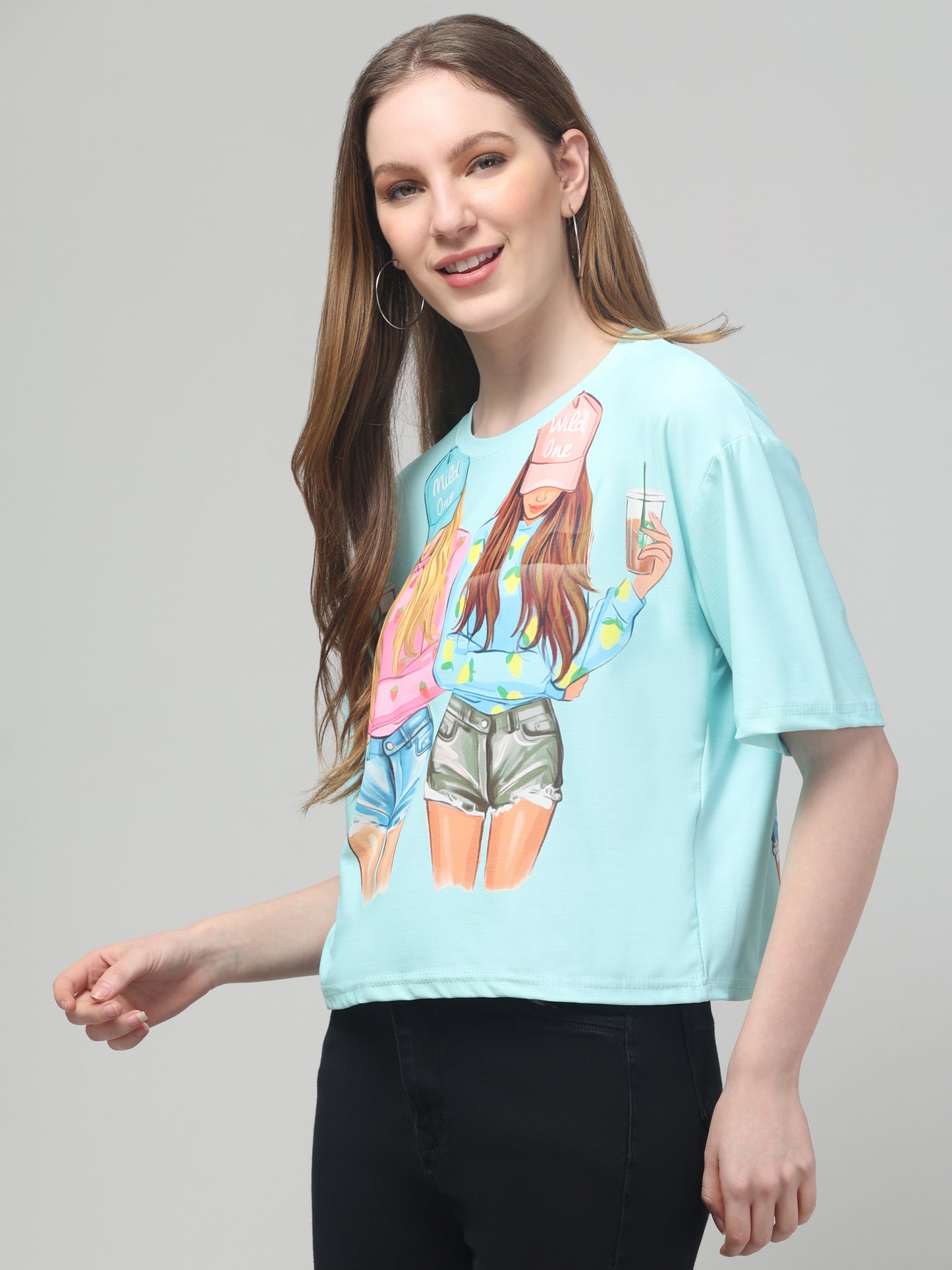Style Print Aqua Crop Top