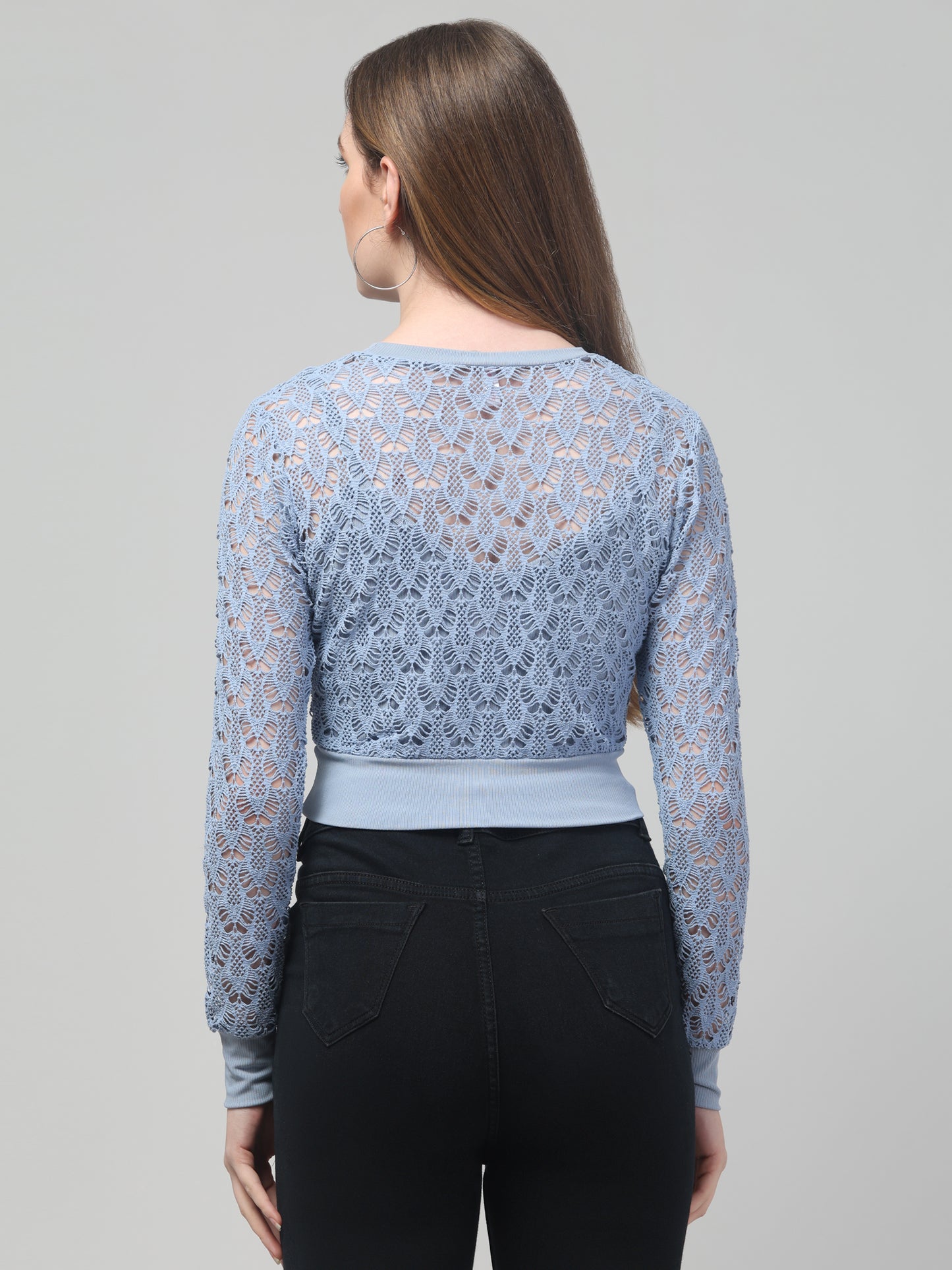 Sky Blue Neted Crop Top