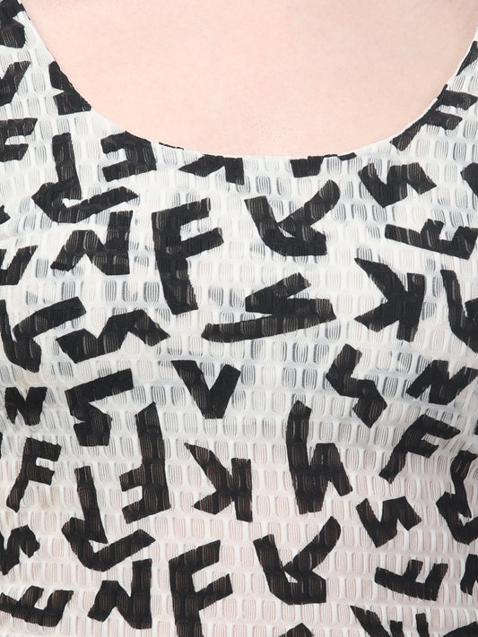 Printed White Transparent Top For Womens
