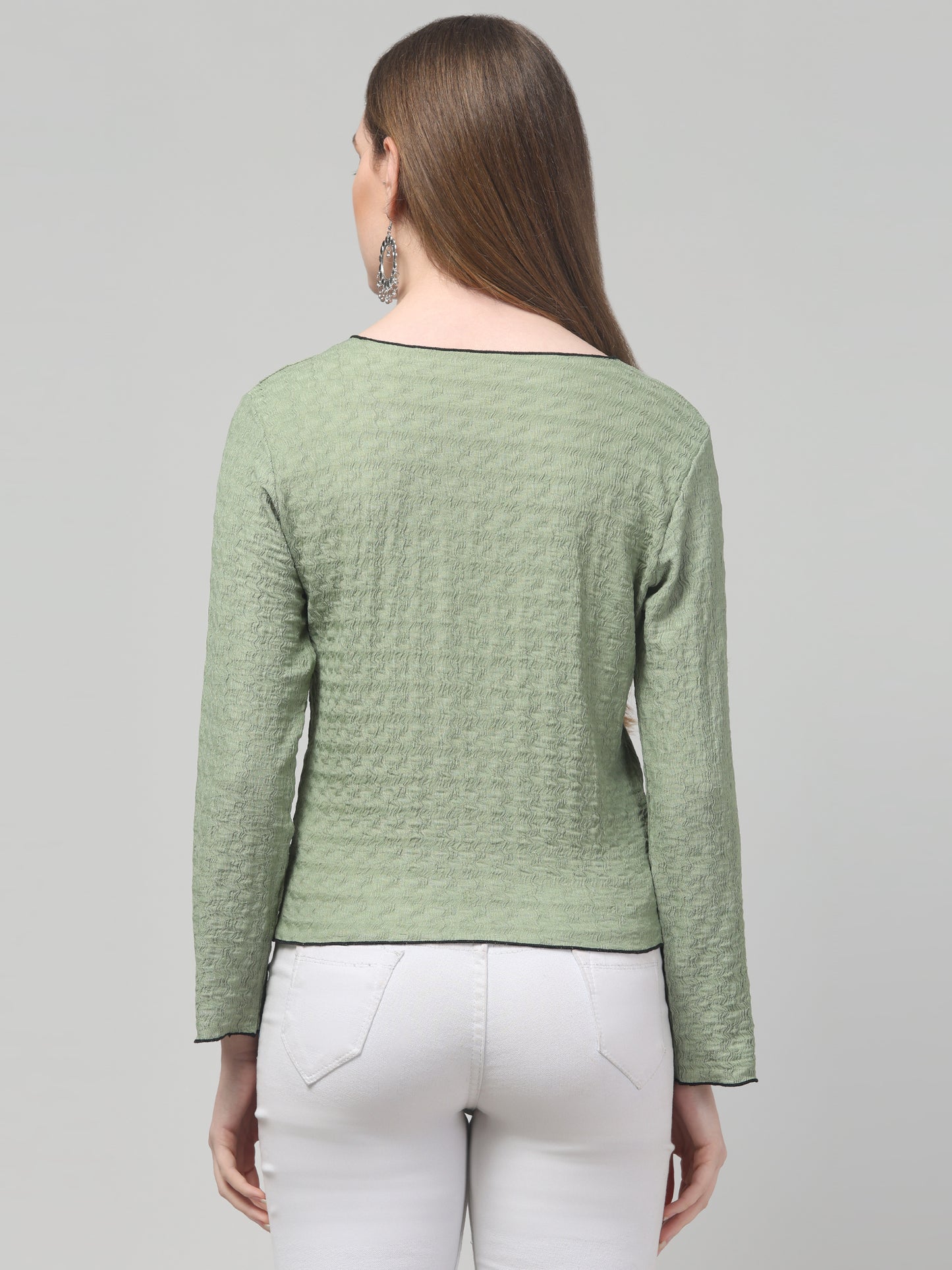 Olive Shirt Style Top For Womens