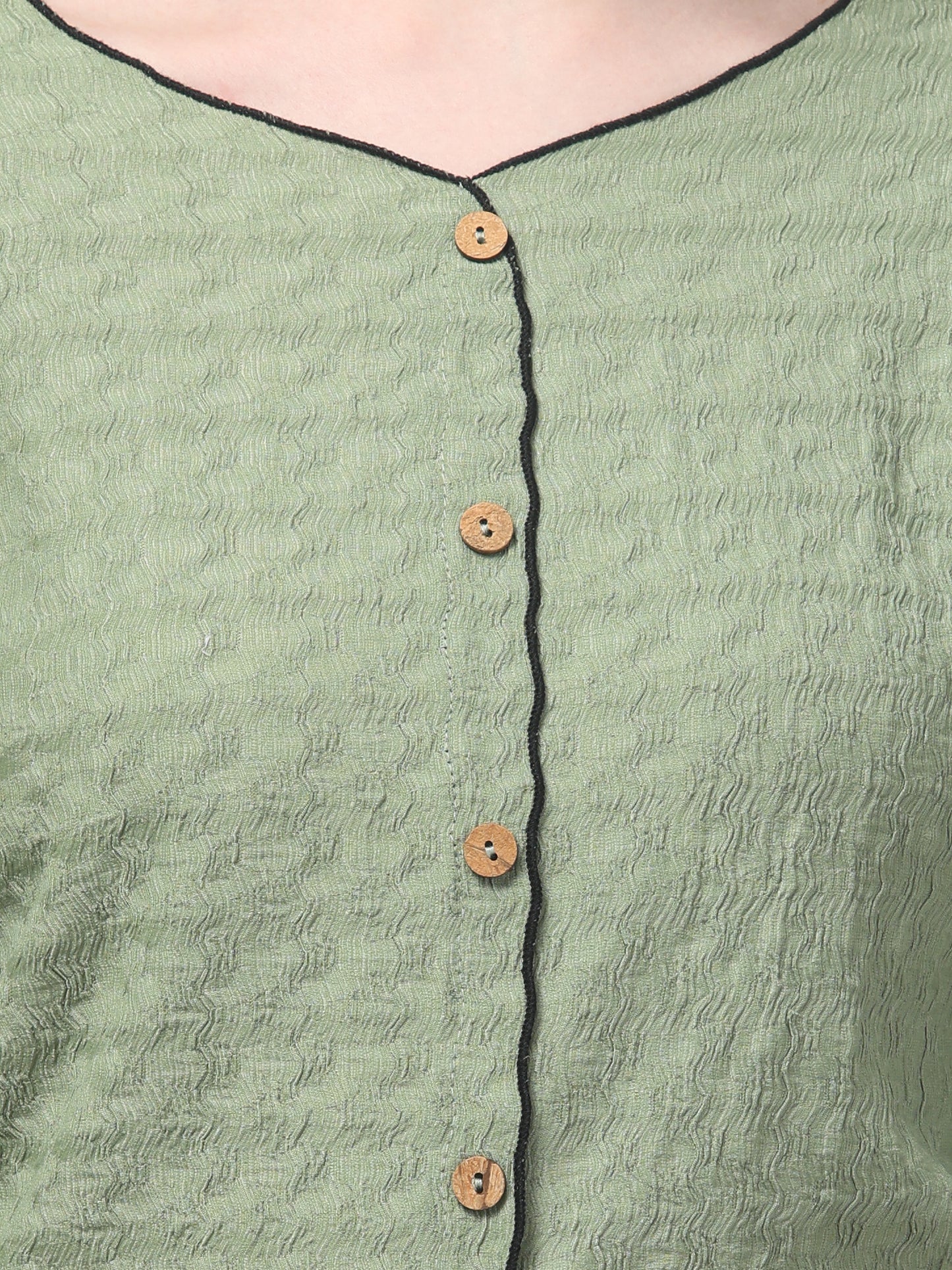 Olive Shirt Style Top For Womens
