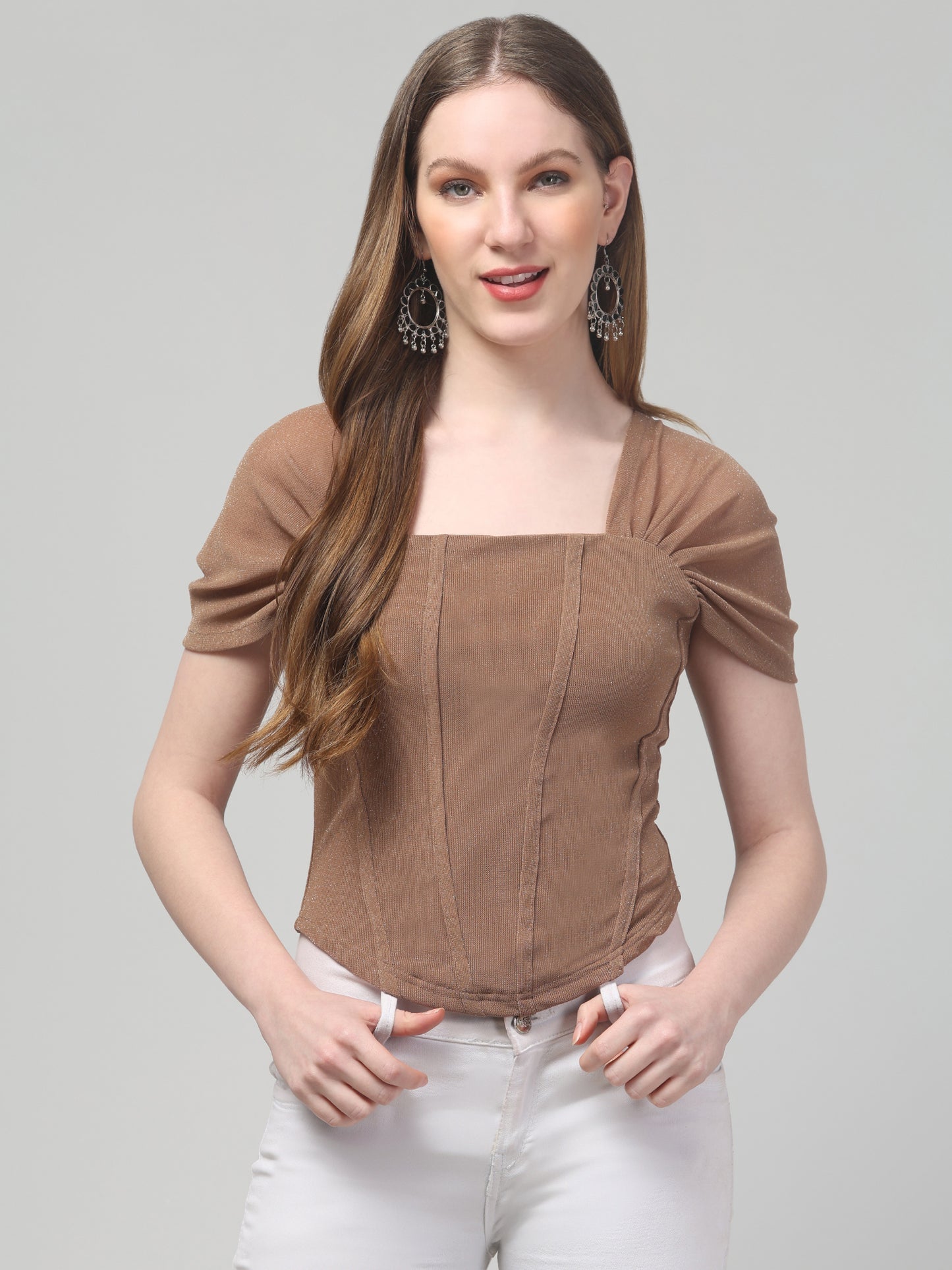 Beige Corset Top For Womens