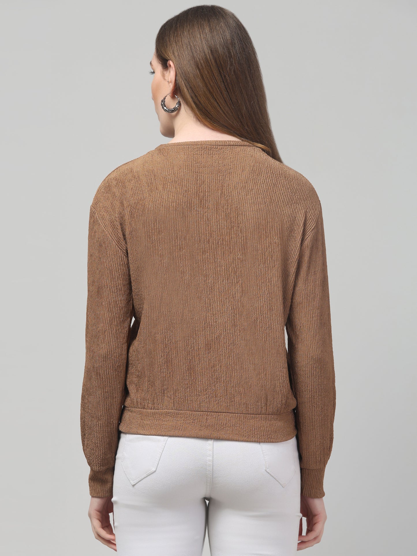 Brown Full Sleeve Top For Womens