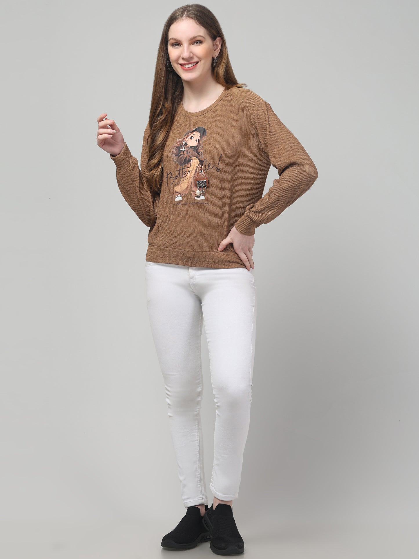 Brown Full Sleeve Top For Womens