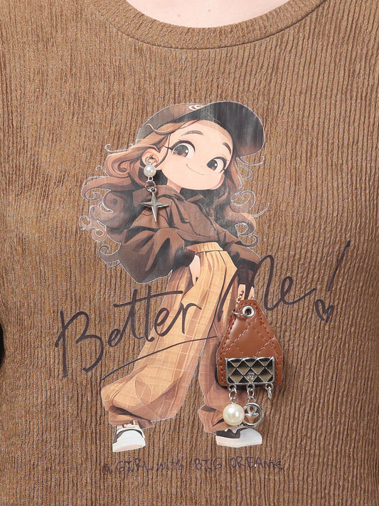 Brown Full Sleeve Top For Womens