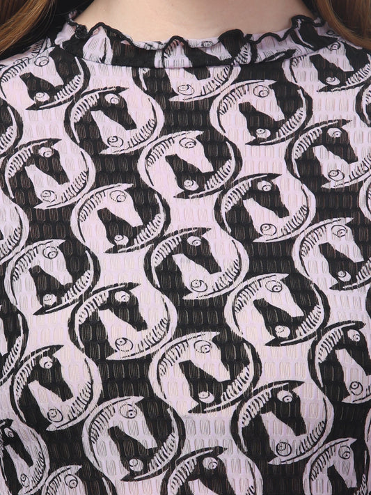 Lavender Printed Midi Dress For Womens