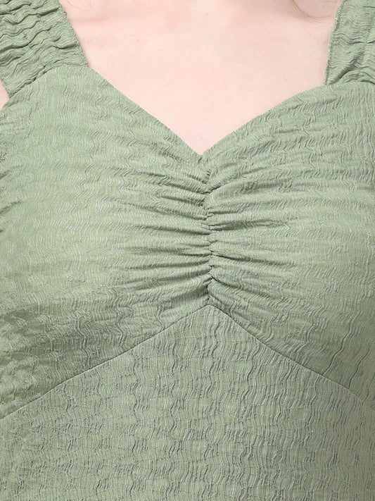 Olive Green Sweetheart Neck Dress For Womens