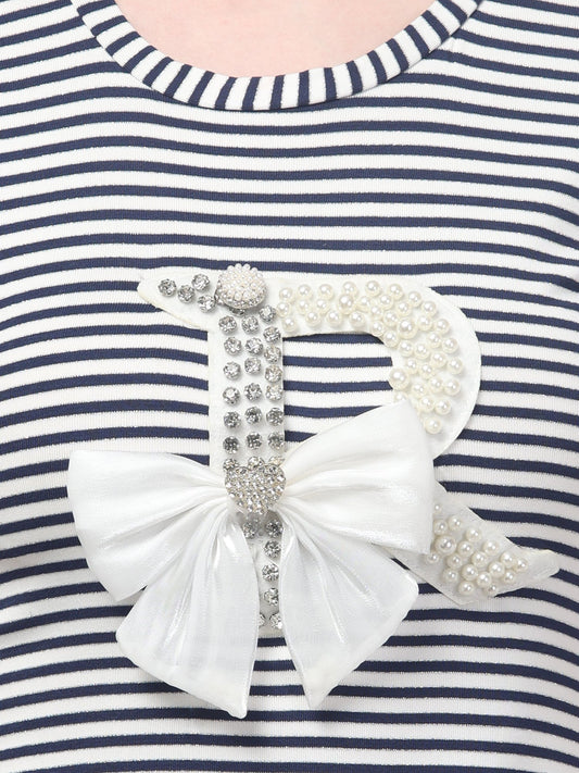 Blue Striped Mini Dress For Womens