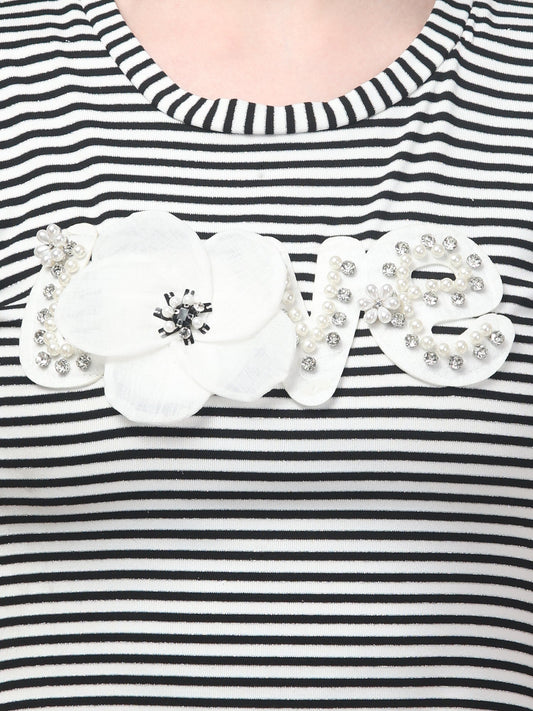 Black Striped Mini Dress For Womens