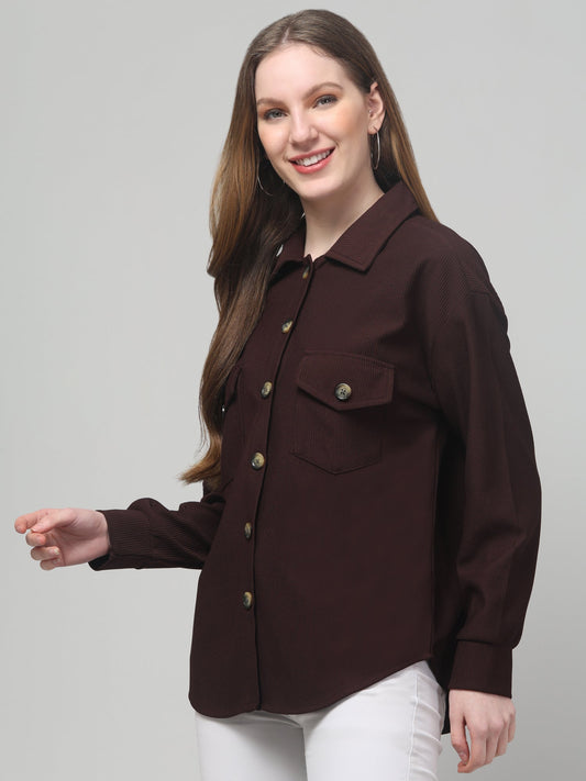 Maroon Oversized Shirt For Womens