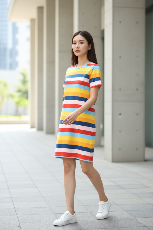 Clobulk Women Stripe Dress (Set of 30 PC - 6 Colour)- ₹364/ per pc