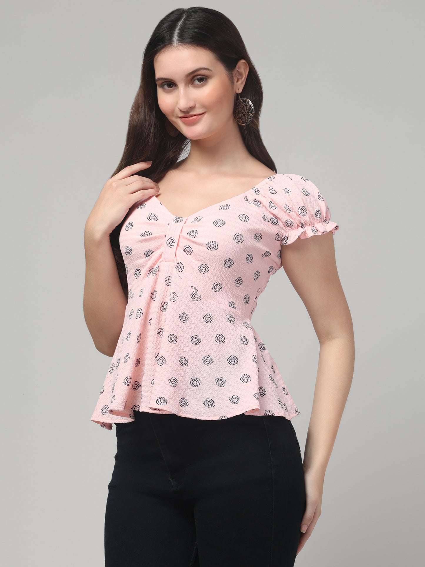 Cute Half Sleeve Fitted Top For Womens