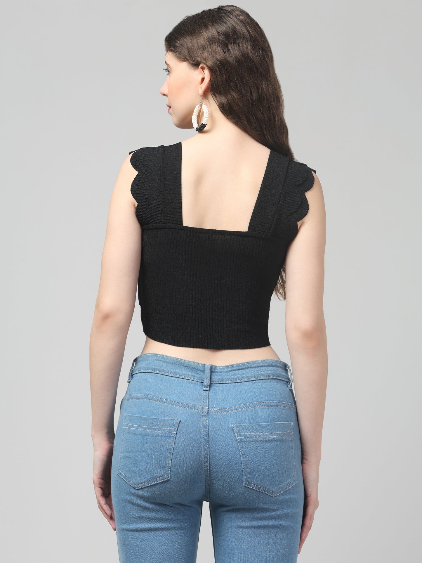 Black Sleeveless Stylish Top For Womens