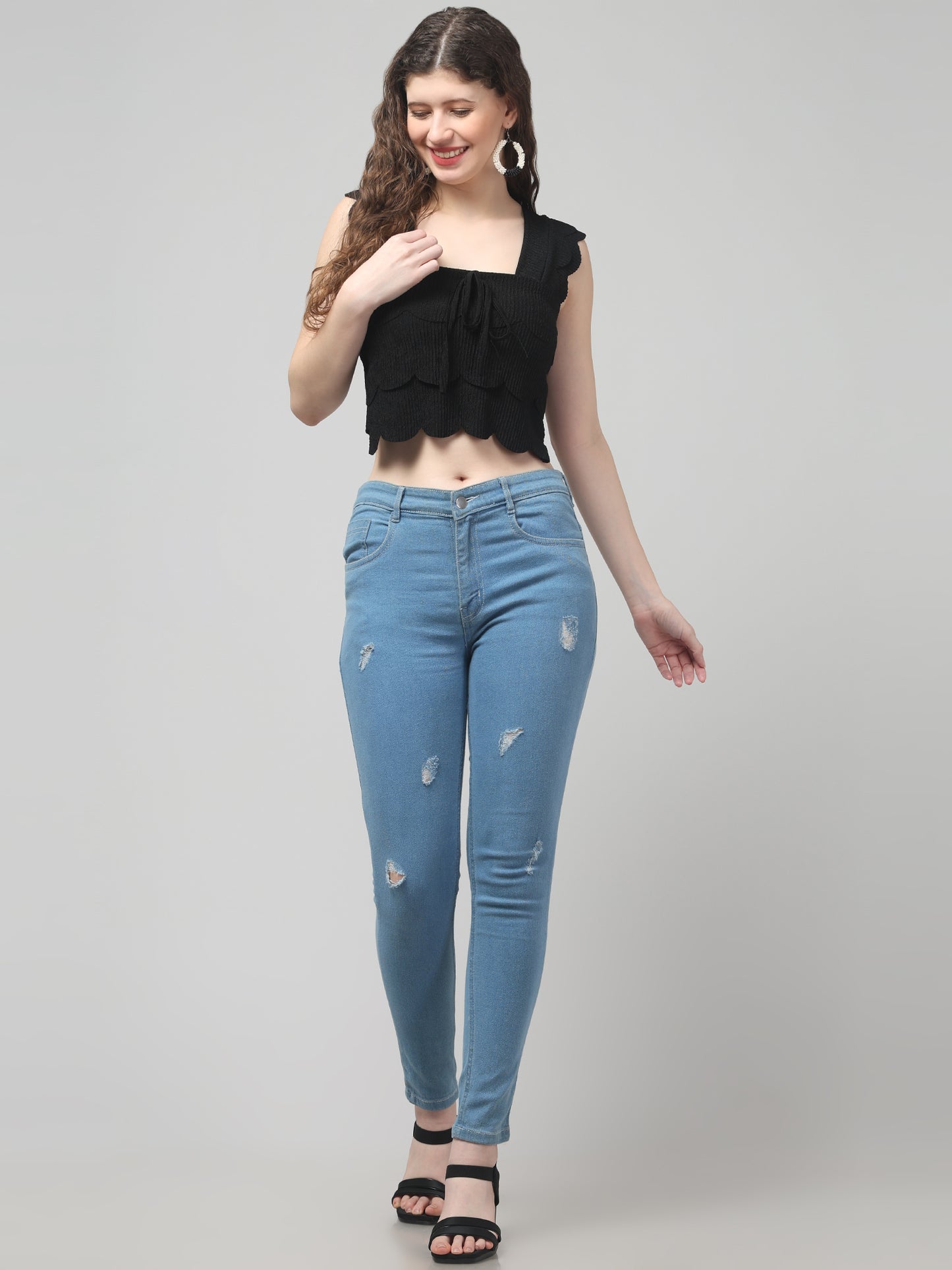 Black Sleeveless Stylish Top For Womens