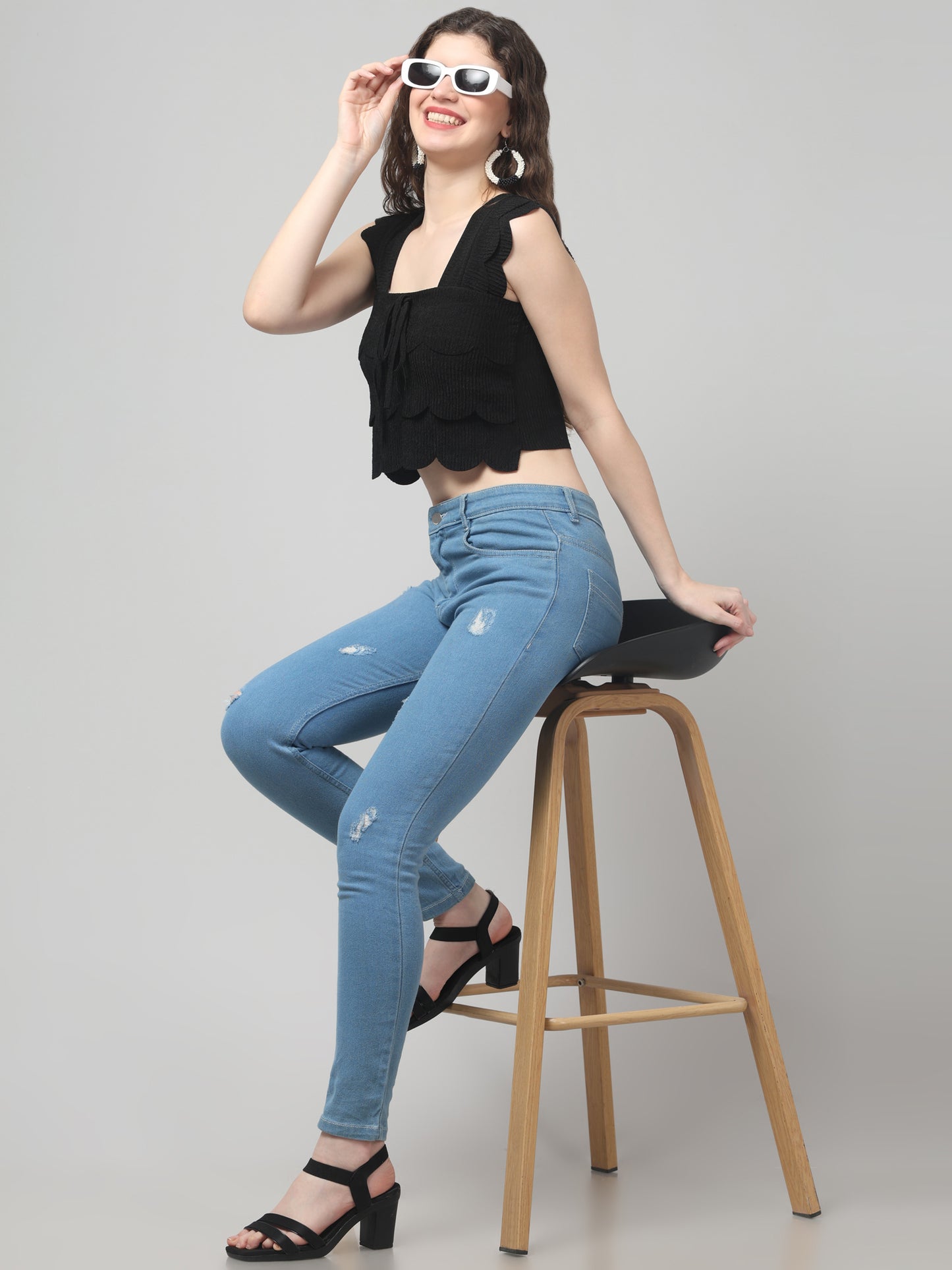 Black Sleeveless Stylish Top For Womens