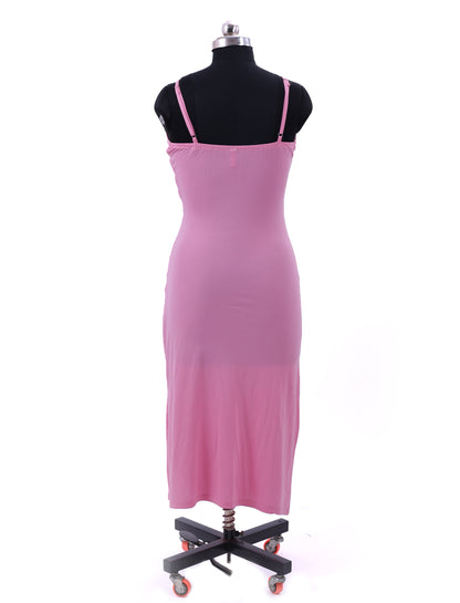 Pink Sleeveless Slit Midi Dress For Womens