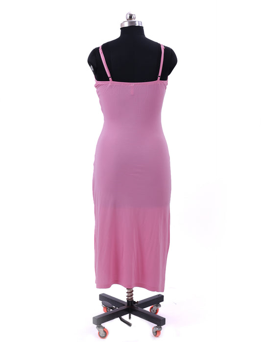 Pink Sleeveless Slit Midi Dress For Womens