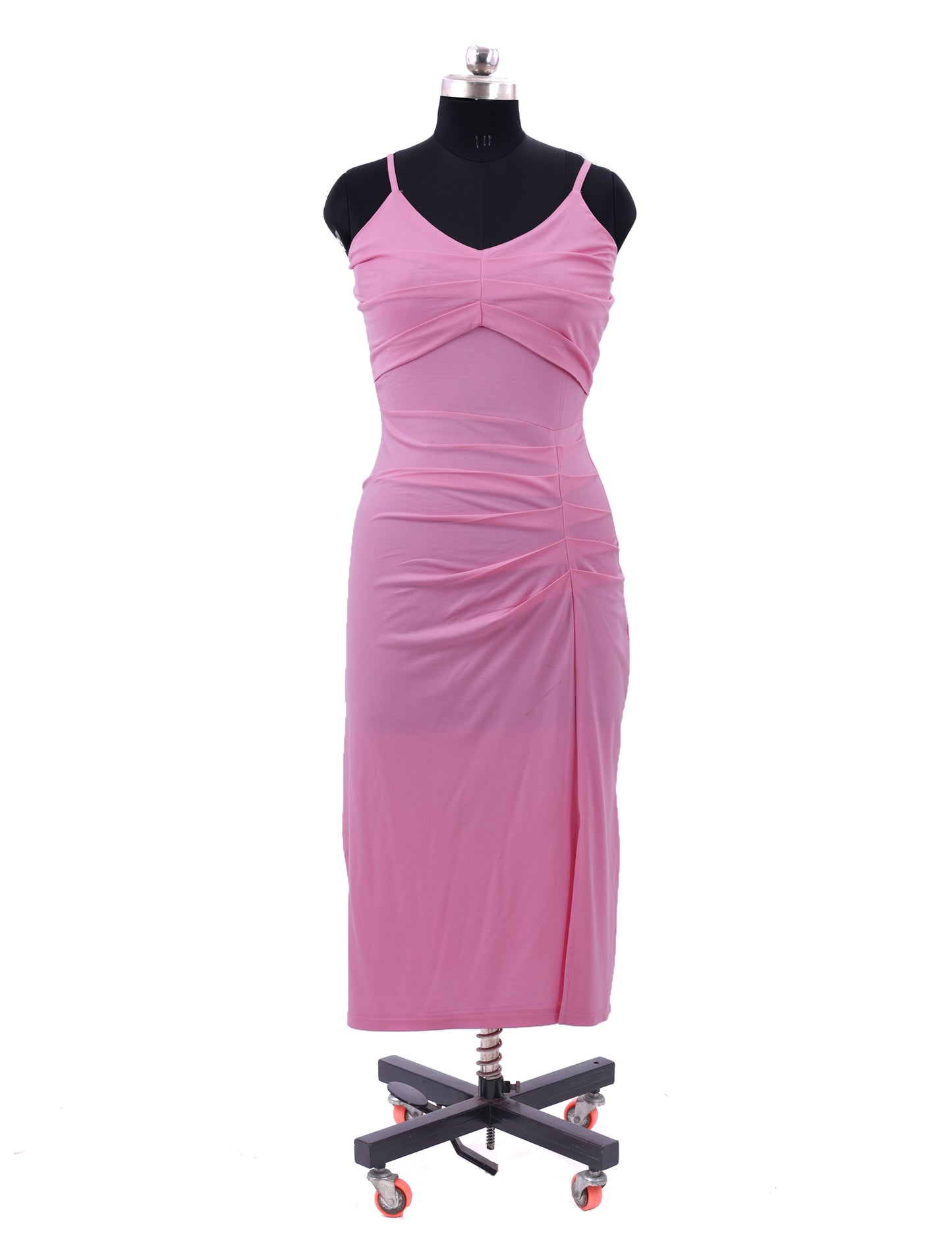 Pink Sleeveless Slit Midi Dress For Womens
