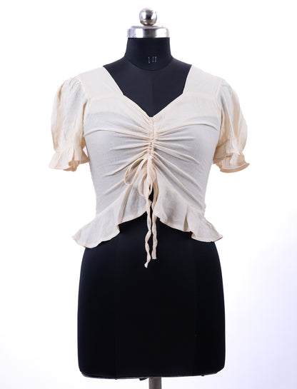 Beige Fancy Short Top For Womens