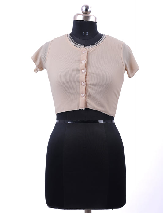 Beige Korean Top For Women