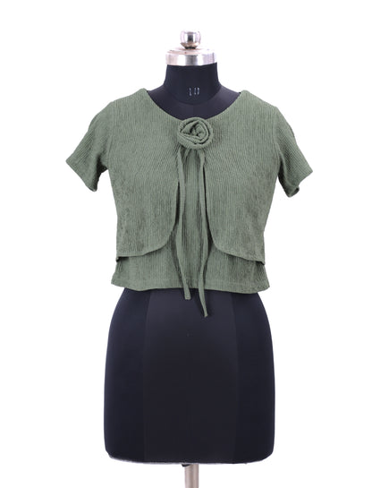 Olive Western Top For Womens